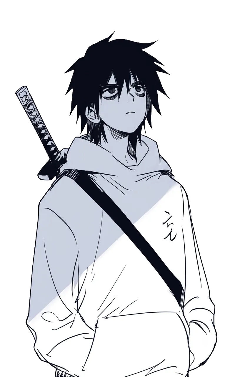 Monochrome manga portrait of AKSH